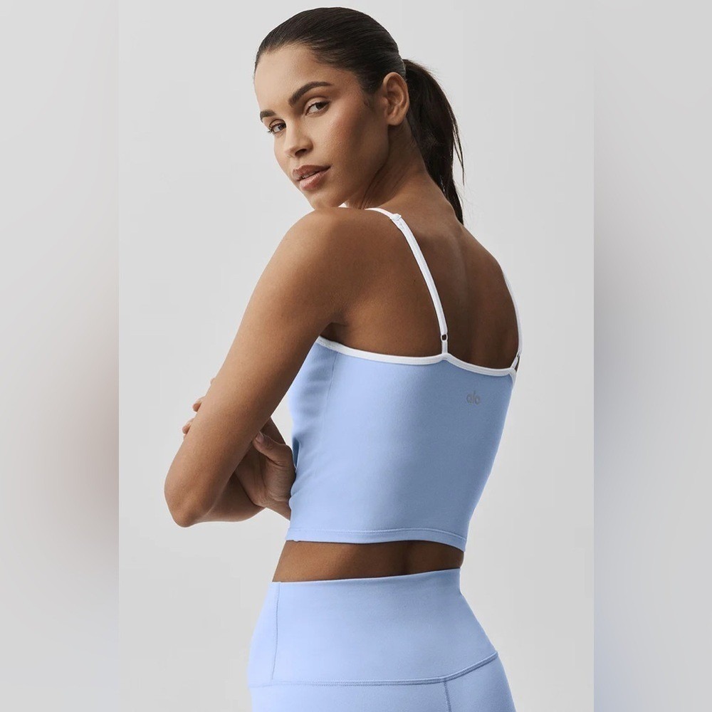 Alo Yoga Airbrush Refined Bra Tank Light Provence Blue/White M - Picture 2 of 16